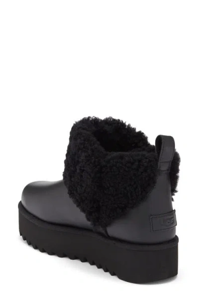 Ugg ® Ultra Mini Alina Curled Genuine Shearling Platform Boot In Black