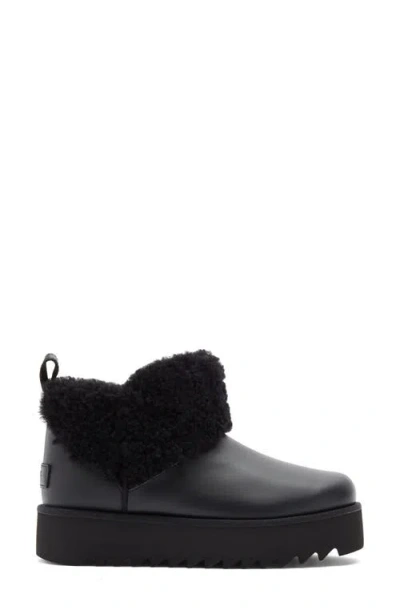 Ugg ® Ultra Mini Alina Curled Genuine Shearling Platform Boot In Black