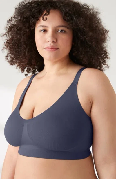 True & Co. Soft Form V-neck Adjustable Strap Bralette In Blue