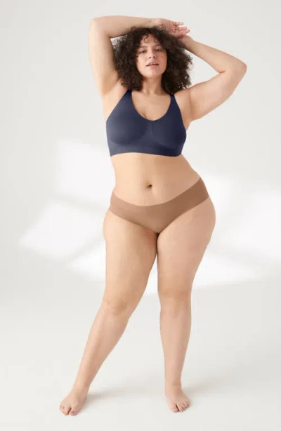 True & Co. Soft Form V-neck Adjustable Strap Bralette In Blue