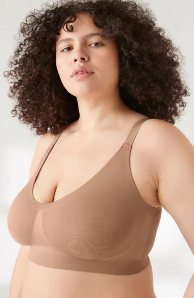 True & Co. Soft Form V-neck Adjustable Strap Bralette In Brown