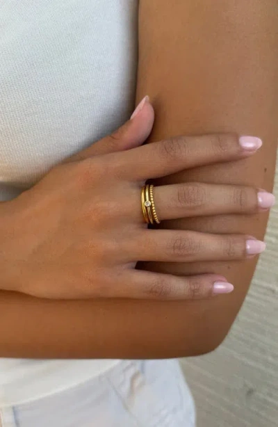 Adornia 18k Plated Stainless Steel Cz Tarnish-resistant 3-ring Ring Set In Gold