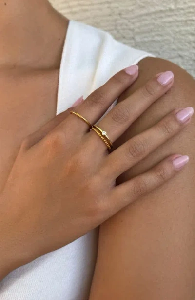 Adornia 18k Plated Stainless Steel Cz Tarnish-resistant 3-ring Ring Set In Gold