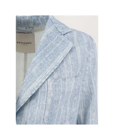Ermanno Firenze Long-sleeved Suit Jacket In Blue