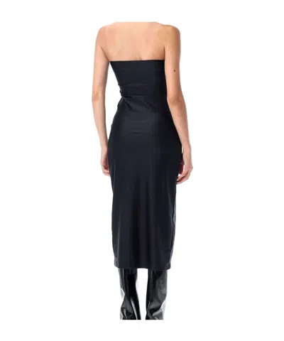 Coperni Strapless Fitted Midi Dress Buckle Accents In Black