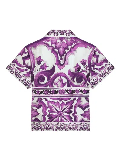 Dolce & Gabbana Graphic-print Silk Shirt In Purple