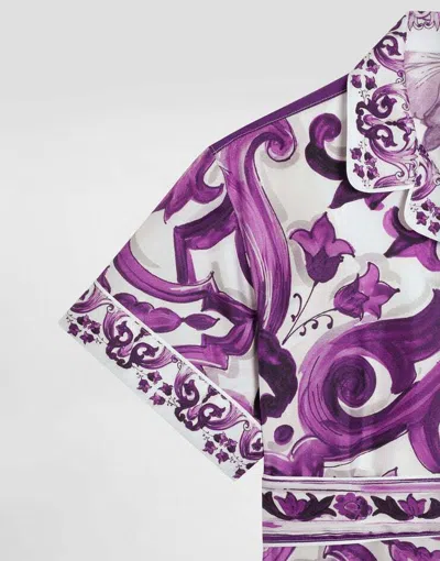 Dolce & Gabbana Graphic-print Silk Shirt In Purple
