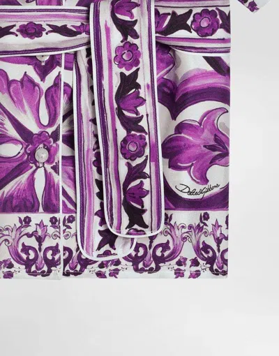 Dolce & Gabbana Graphic-print Silk Shirt In Purple