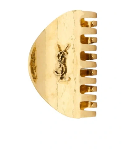 Saint Laurent Cassandre Claw Clip In Hammered Metal In Gold