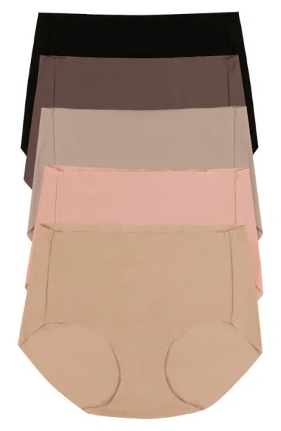 Felina Hint Of Skin Assorted 5-pack Briefs In Pink