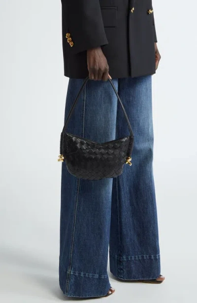 Bottega Veneta Women Black Nappa Leather Mini Solstice Shoulder Bag