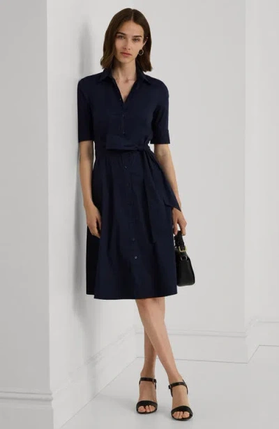 Ralph Lauren Lauren  Cotton Blend Shirtdress In Black