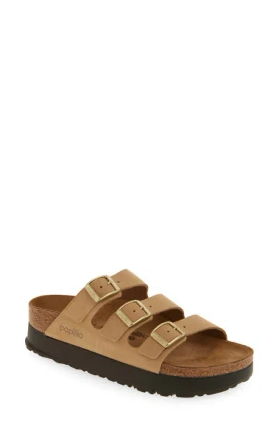 Birkenstock Papillio Florida Iii Flex Womens Nubuck Platform Sandals In Sandcastle