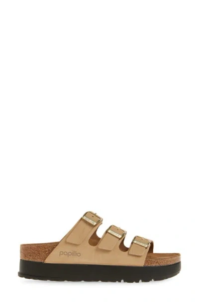 Birkenstock Papillio Florida Iii Flex Womens Nubuck Platform Sandals In Sandcastle