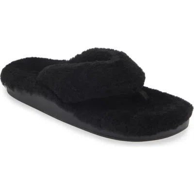 Olukai Kipea Heu Genuine Shearling Slide Sandal In Black