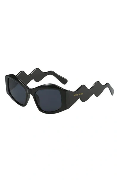 Fifth & Ninth Jade 53mm Polarized Rectangular Sunglasses In Black