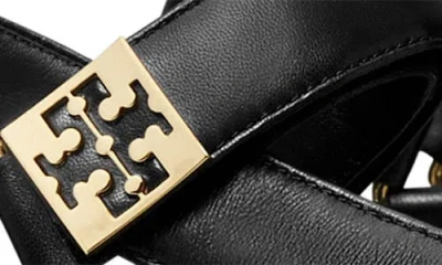 Tory Burch Round Toe Leather Platform Sandals With Ankle Strap In Multi