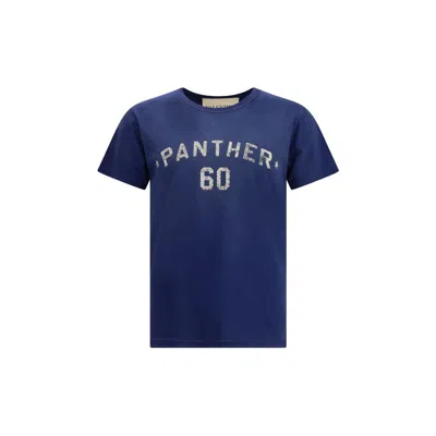 Valentino Panther Graphic Print Crew Neck T-shirt In Blue