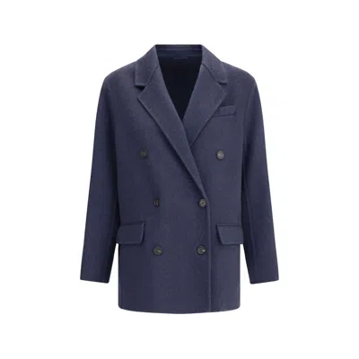Brunello Cucinelli Caban Jacket In Blue