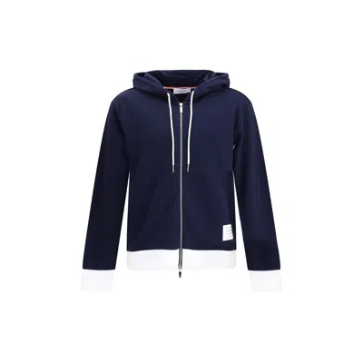 Thom Browne Hooded Sweatshirt Long Sleeves In Blue