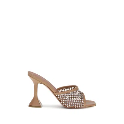 Amina Muaddi Women's Lupita Crystal Net 95 Sandals In Brown