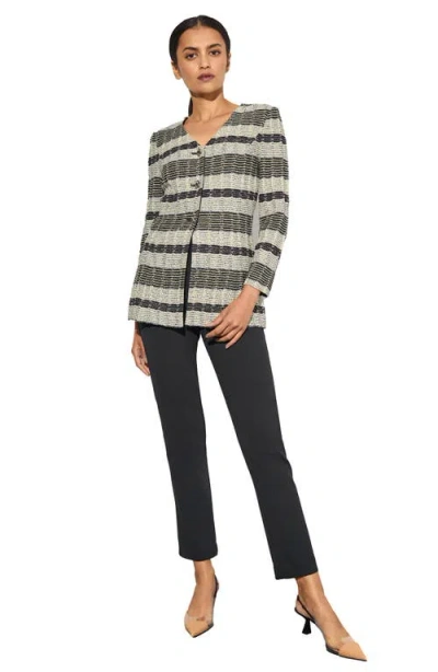 Ming Wang Heritage Fit Textured Knit Jacket In Gray