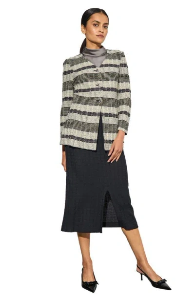Ming Wang Heritage Fit Textured Knit Jacket In Gray