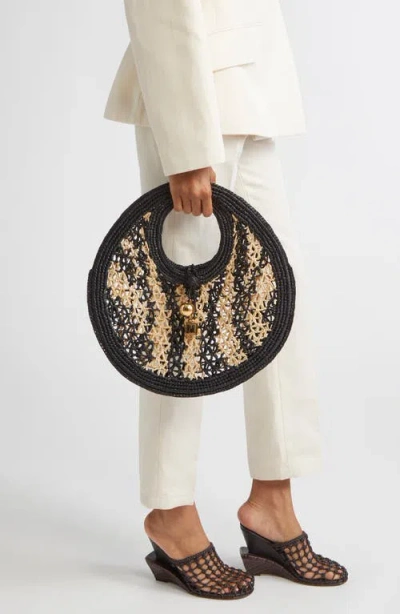 Jacquemus The Spiaggia Small Round Bag In Ivory Black In Black