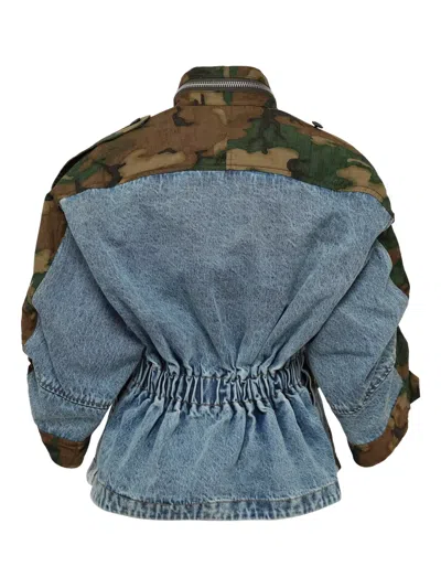 3.1 Phillip Lim Patchwork Camo Ripstop Cinched Utility Jacket Dark Olive Multi