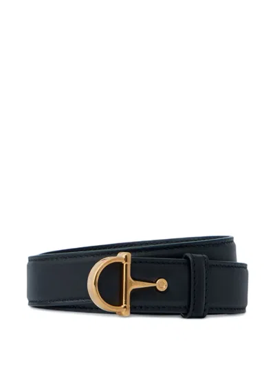 Gucci Women Horsebit Leather Belt In Black