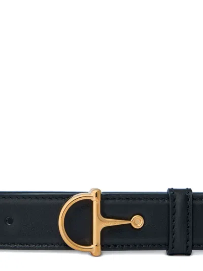 Gucci Women Horsebit Leather Belt In Black
