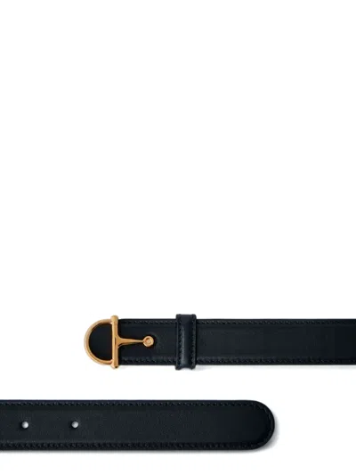 Gucci Women Horsebit Leather Belt In Black