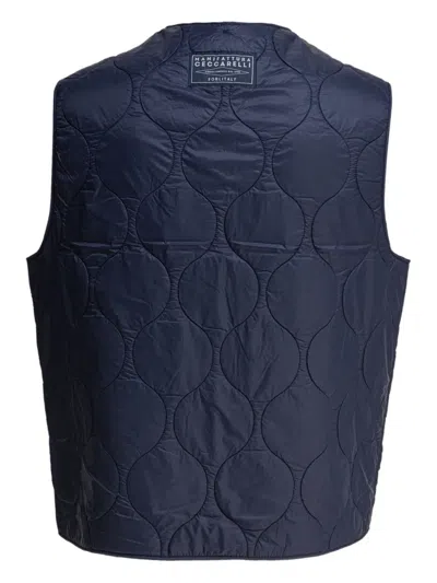 Ceccarelli Quilted Pocket Gilet In Blue