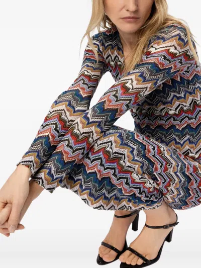 Missoni Zigzag Long Sleeve Midi Sweater Dress In Multi
