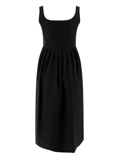Sandbeige Black Silk Dress In Black