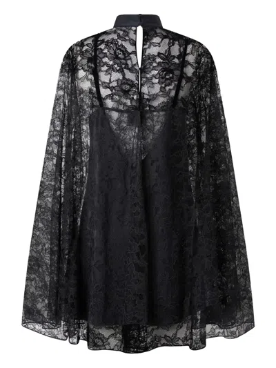 Pinko Rebrodè Lace Cape Mini Dress In Black