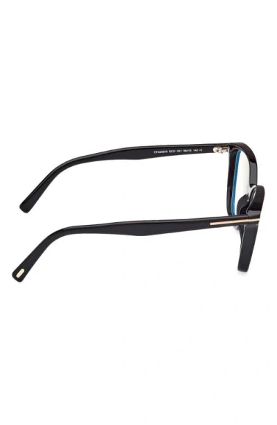 Tom Ford 56mm Cat Eye Blue Light Blocking Optical Glasses In Black