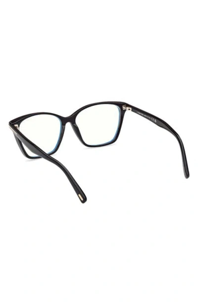 Tom Ford 56mm Cat Eye Blue Light Blocking Optical Glasses In Black