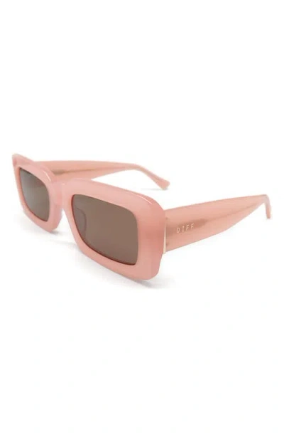 Diff Indy 51mm Polarized Rectangular Sunglasses In Pink