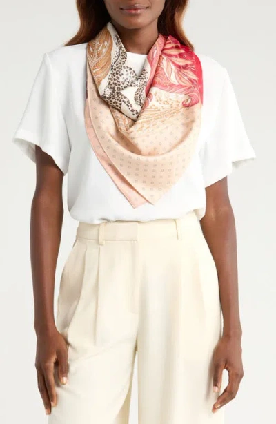 Ferragamo Madras 2 Rosso Bordeaux Print Silk Foulard Scarf In Multi