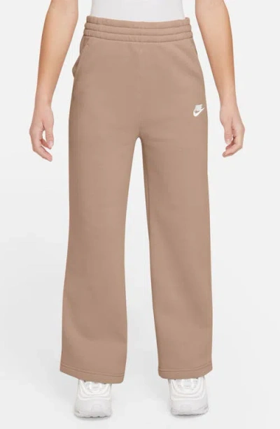 Nike Club Big Kid Girls Wide Leg Regular Fit Fleece Pull-on Pant In Brown