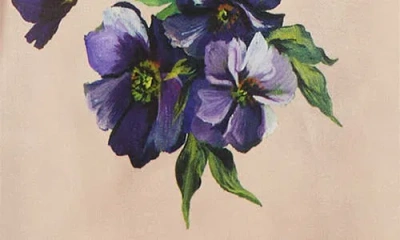 Dolce & Gabbana Flower Print Satin Sheath Longuette Dress In Nude