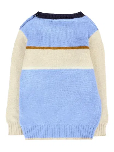 Trussardi Junior Stripe-panel Sweater In Blue