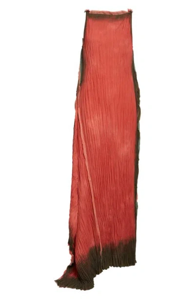 Jason Wu Collection Painted Stripe Pleated Boat-neck Backless Gown In Red