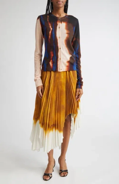 Jason Wu Collection Painted Stripe Pleated Asymmetric Skirt In Yellow