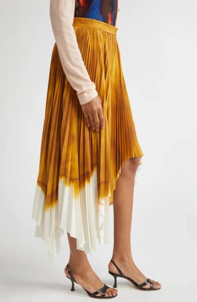 Jason Wu Collection Painted Stripe Pleated Asymmetric Skirt In Yellow