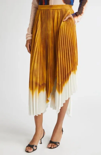 Jason Wu Collection Painted Stripe Pleated Asymmetric Skirt In Yellow