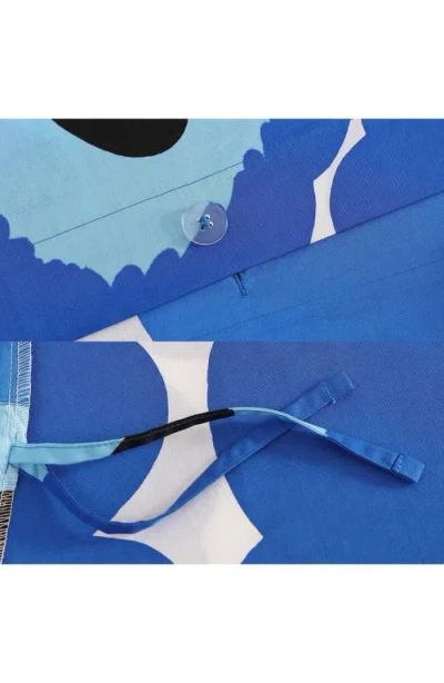 Marimekko Unikko Cotton Percale Duvet Cover Set In Blue