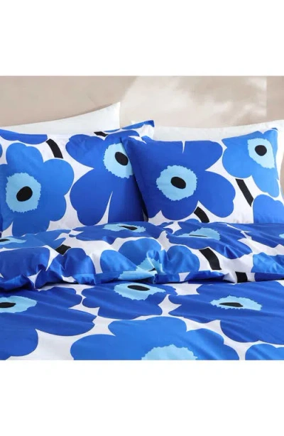 Marimekko Unikko Cotton Percale Duvet Cover Set In Blue