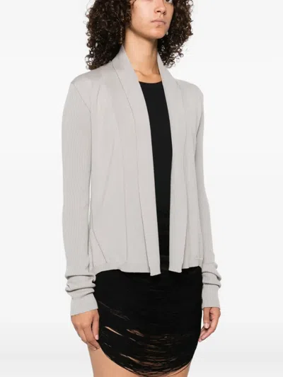 Rick Owens Ribbed Open-front Cardigan In Gray